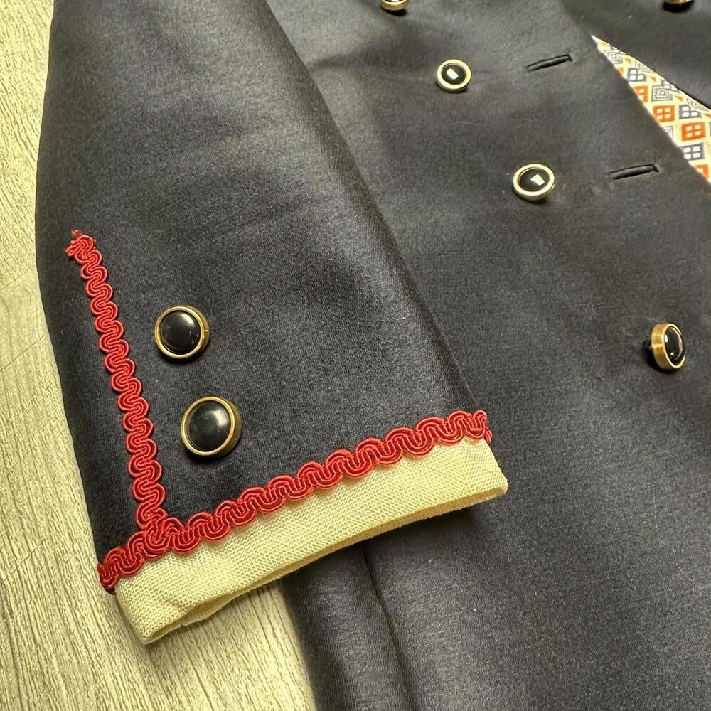 VTG Ruth McCulloch Pea Coat Women Small Navy Blue Double Breasted 60s Union MCM - Picture 3 of 16